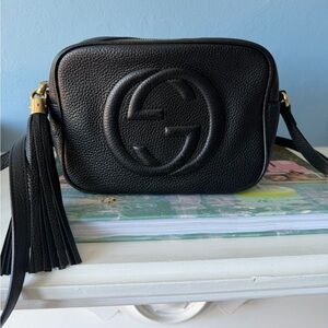 Gucci Black Leather Crossbody Bag with Tassel